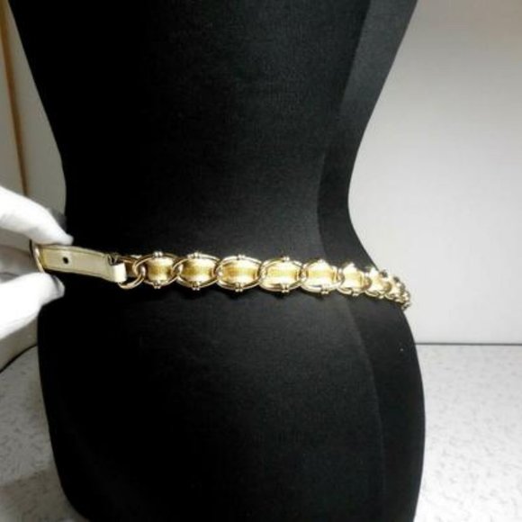 Gucci Gold Tone Chain Yellow White Striped main image 8